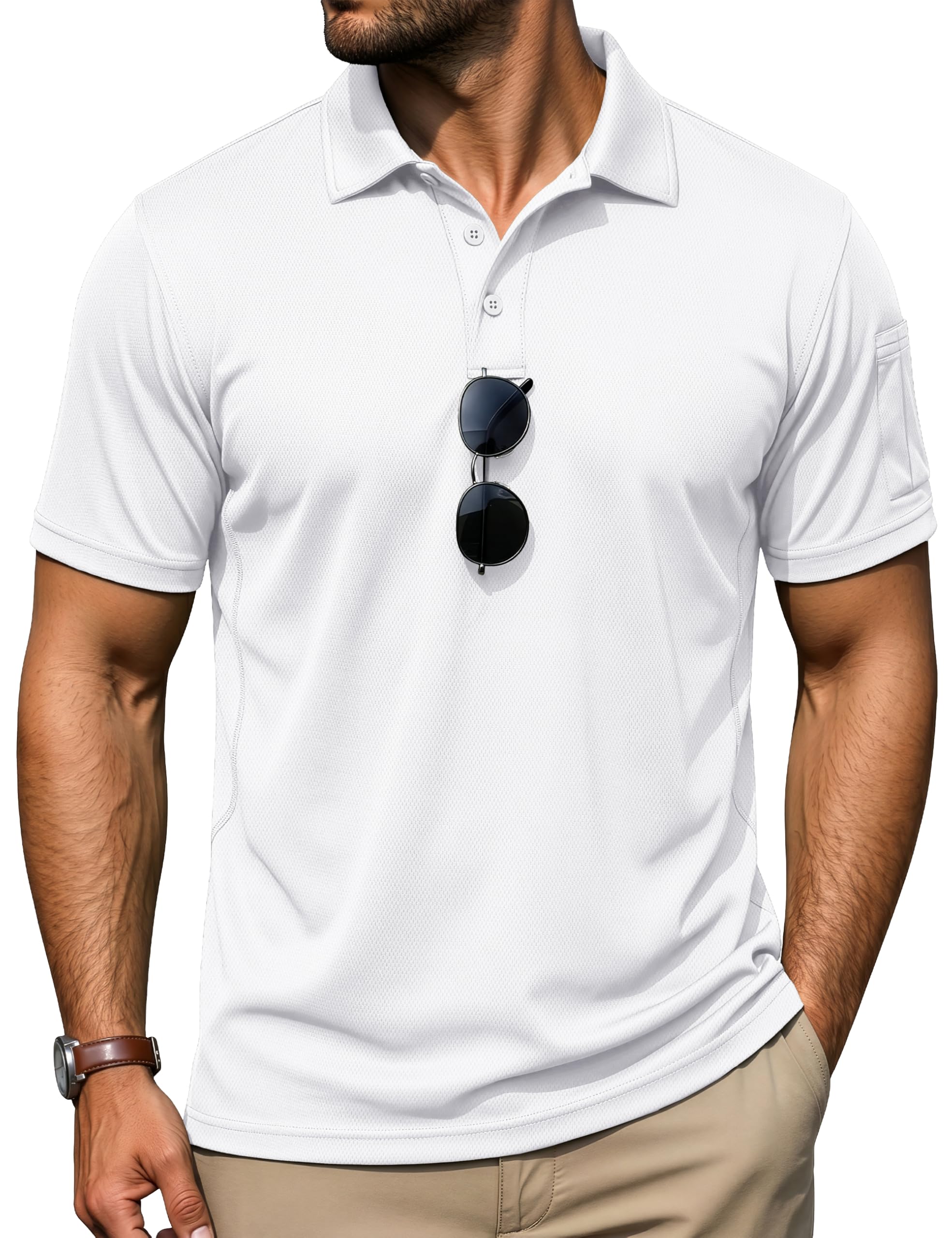 TACVASEN Poloshirt Herren Kurzarm Golf Polo Shirts Funktionsshirt Sommer Polohemd Atmungsaktive Sport Tshirts