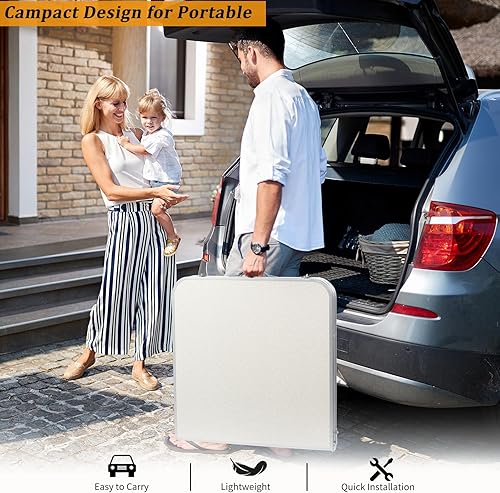 Miniatura 6 de Mesa plegable de aluminio, mesa de campamento multiusos para picnic, mesa rectangular portátil y ajustable para fiestas, playa, patio trasero,