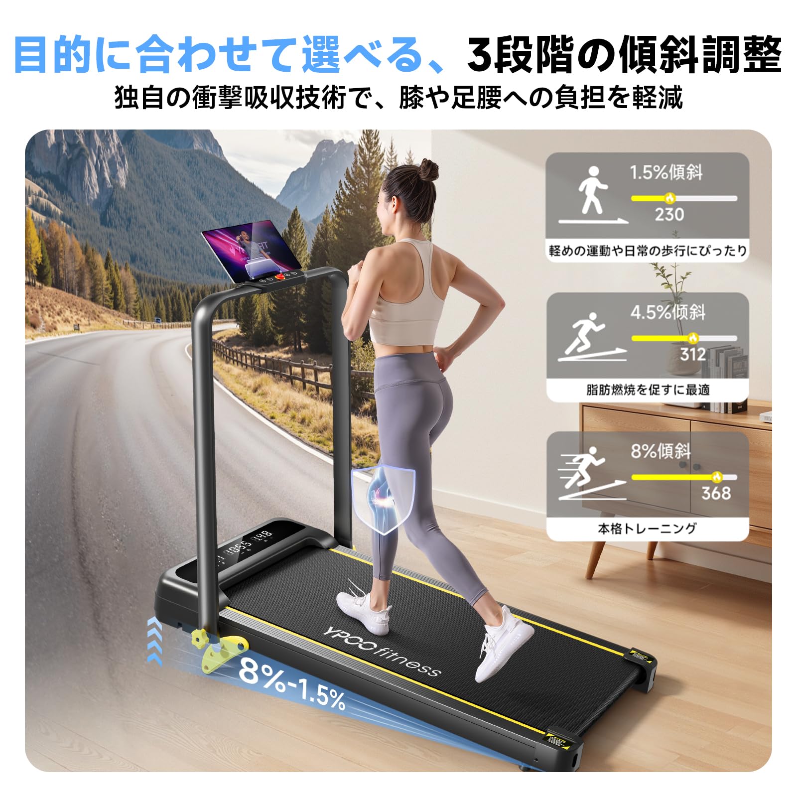 Amazon | YPOO ルームランナー ランニングマシーン 家庭用 1-12km/h 