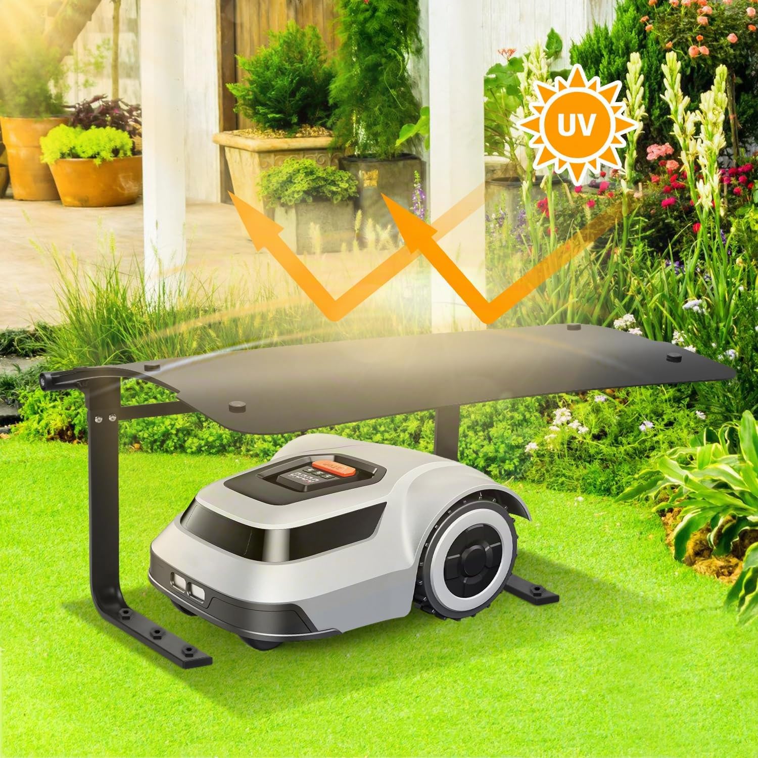 Fiqops - Garage per robot tosaerba 73x57x40cm, garage protetta dal sole e dalla pioggia per robot tosaerba, protezione dalla pioggia per robot tosaerba in materiale ABS, protezione pieghevole dalla