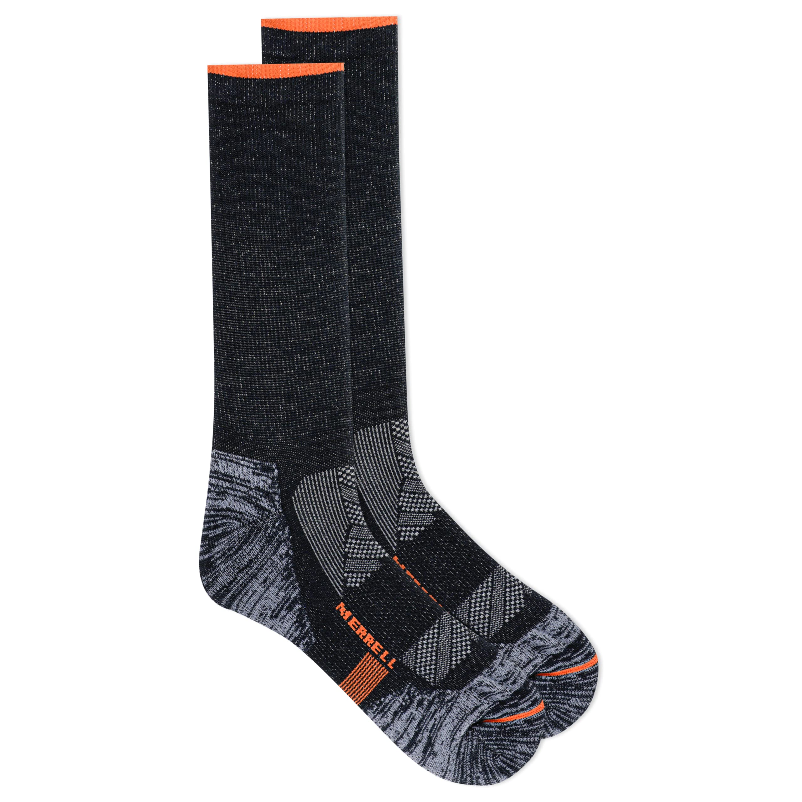 Merrell Adult's Thermal Trail Running Crew Socks-Unisex Lightweight Warmth and Breathable Mesh, Black, S/M (Men's 5-8.5 / Women's 5-9.5)
