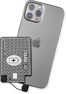 AquaVault ChargeCard – Ultra Slim Emergency Power Bank (2300mAh) – Fits in Wallet – USB-C & Micro-USB – Durable Steel Body – Flight-Safe for iPhone 12-17 & Android - Black