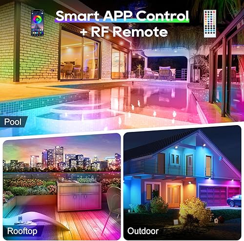 Miniatura 3 de Tira de luces LED de 500 pies, tira de luces LED para exteriores, impermeables, luces permanentes al aire libre para casa, aplicación Bluetooth,