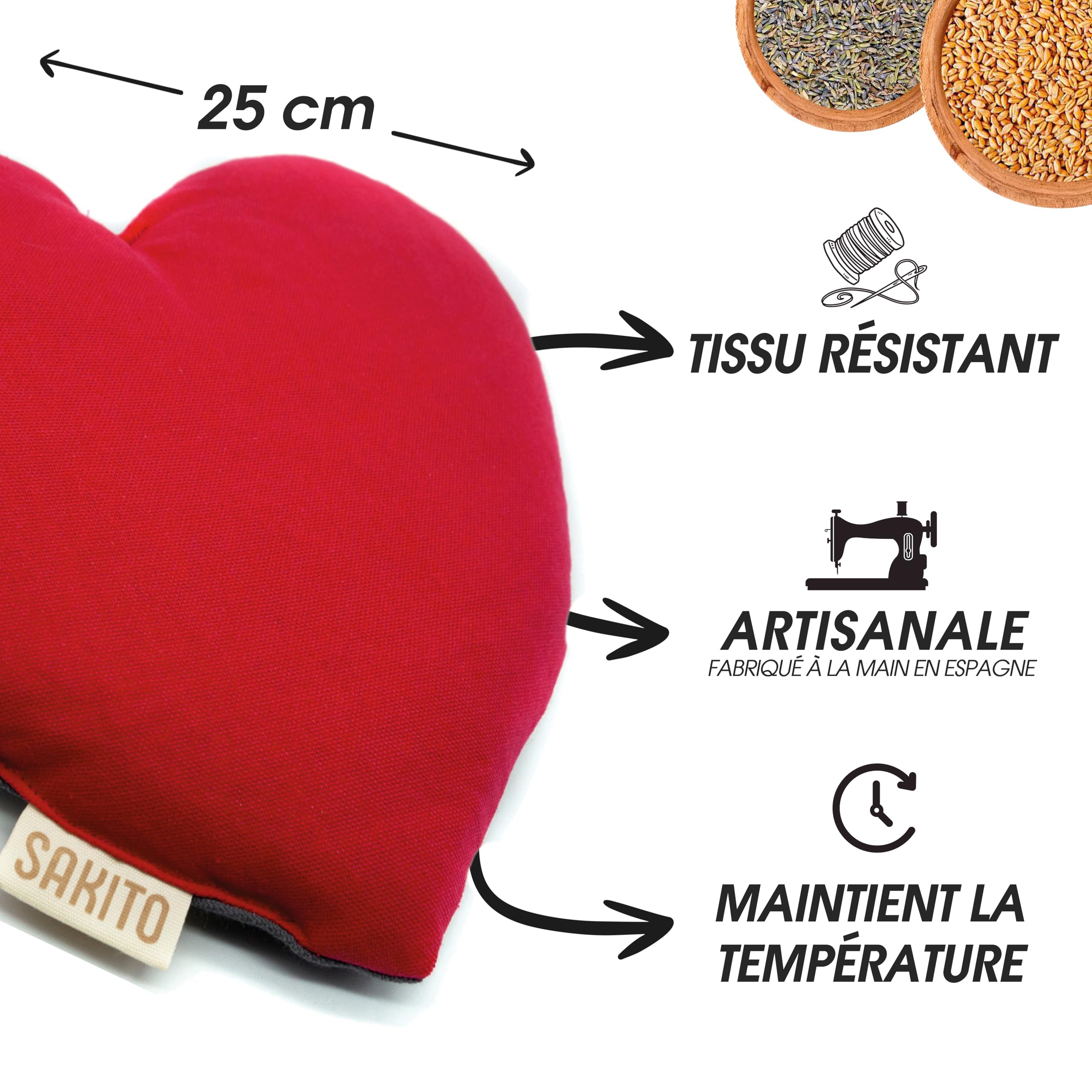 Bouillotte Micro-onde (25x25 cm) - Thérapie Naturelle contre le Stress et Douleurs Musculaires - Utilisation Chaude ou Froide - Grande Rétention de Chaleur - Tissu de Première Qualité - Parfum Lavande