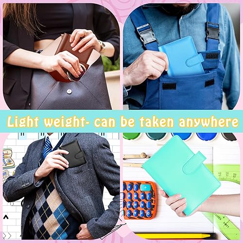 Miniatura 5 de Chuangdi Carpeta de presupuesto de piel sintética A6, 24 unidades, rellenable, 6 anillos, cubierta para cuaderno, bolsillo de papel, carpeta de