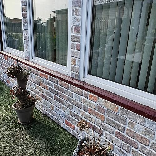 Miniatura 5 de Dundee Deco Paneles de pared 3D con efecto de ladrillo, revestimiento, paneles de pared con aspecto de piedra marrón beige, revestimiento de espuma