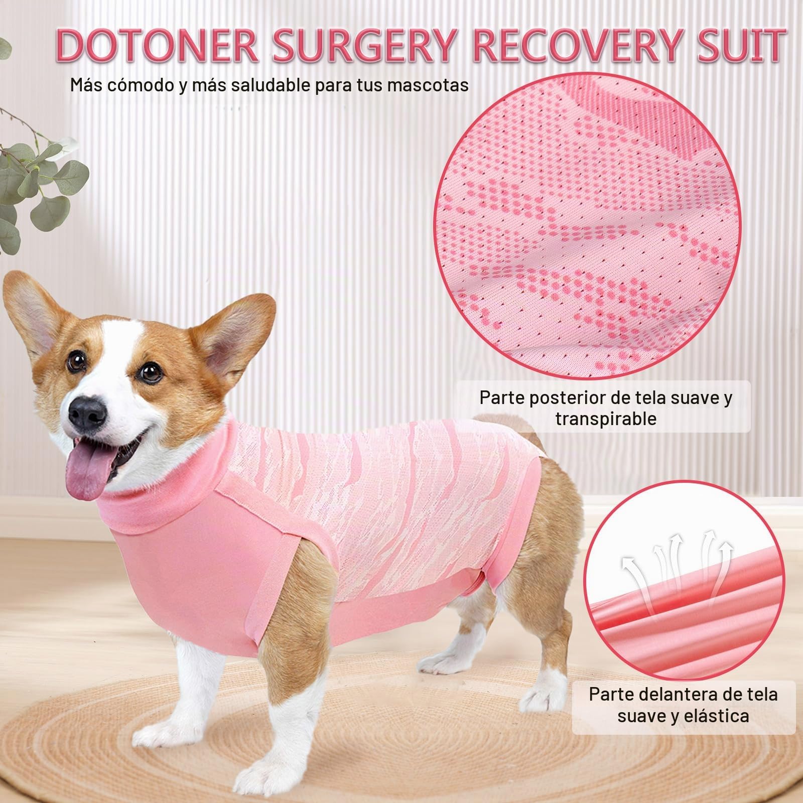 Dotoner Traje de recuperación de cirugía para Perros,Chaleco de recuperación para Perros y Gatos, Ropa quirúrgica médica para Cachorros,Alternativa de Cuello Electrónico y Cono