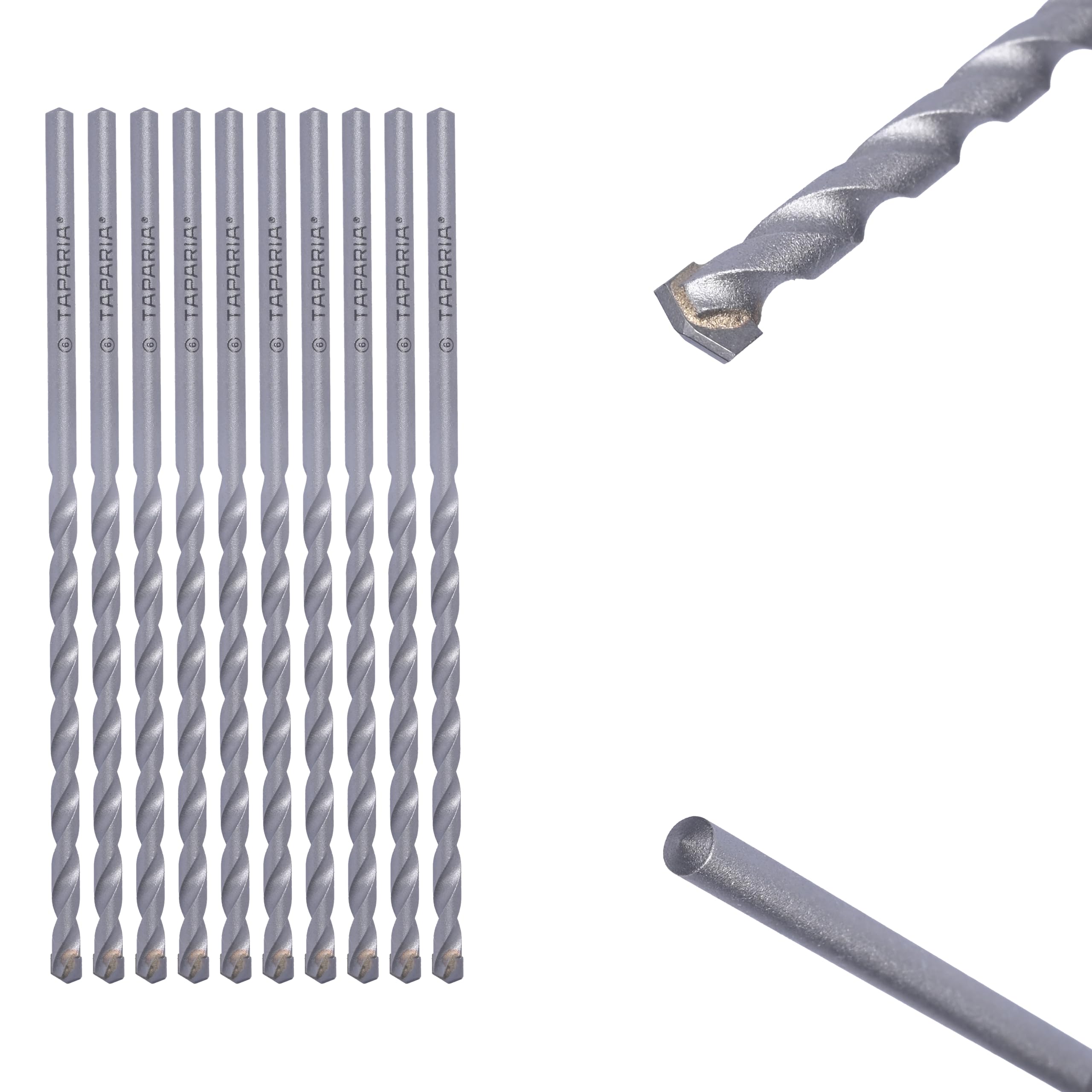 TAPARIA 6 mm Flat Tip Plus Masonry Drill Bit for Concrete Drilling (MD6150_P10, 6x90x150 mm, PACK OF 10)-Spiral Flute Type-Home, DIY, Professional Brick, Wall-image-26
