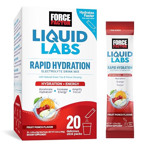 Force Factor Liquid Labs Energy Drink, Electrolytes Powder, Hydration Packets