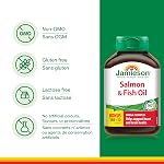 Jamieson Huile de Saumon et de Poisson 1 000 mg Gélules, Taille Bonus, Soutient la Santé Cardiaque et Cérébrale. Avec Saumon Sauvage, EPA et DHA, Non-OGM, Sans Gluten, 200 Compte, Fièrement canadien