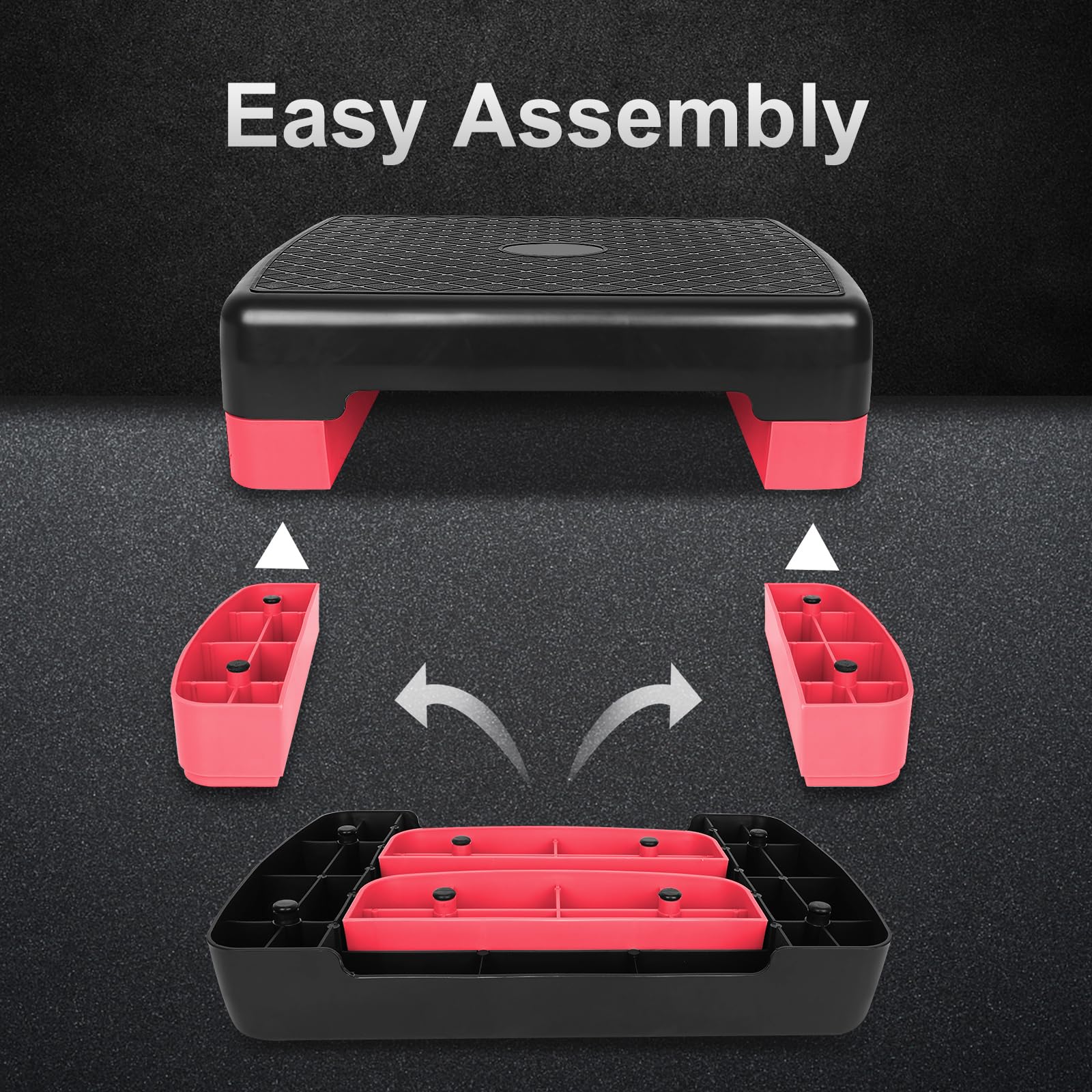 FUNJEPE Stepper aerobico regolabile in altezza a 2 livelli per fitness ed esercizio, con 2 rialzi regolabili da 10 cm a 15 cm