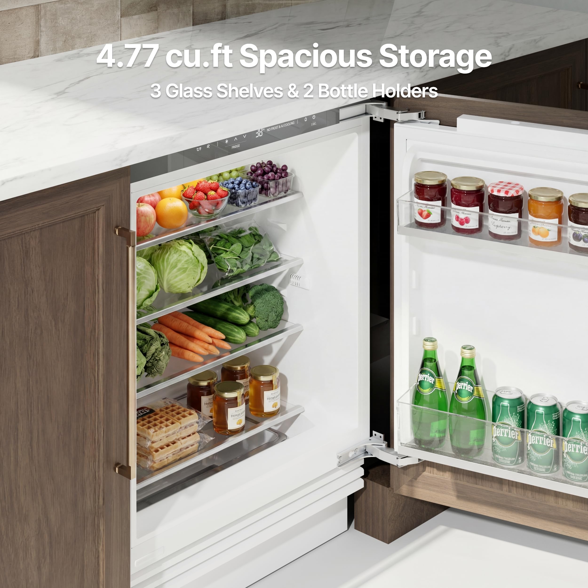 Ca'Lefort 24'' Undercounter Panel Ready Fridge, Built-In Full Freshness Panel-Ready Fridge, Built In Refrigerator Perfect For Modern Kitchens, 3 Freezer Spaces, 4.77 Cu.Ft (Panel Not Included) on Fridge.com - View 4