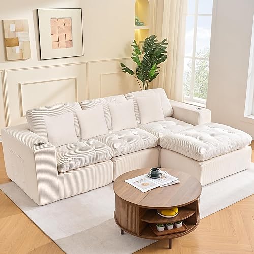 Miniatura 1 de Sofá modular Cloud de 105 pulgadas, moderno sofá modular con asiento profundo, en forma de L, cómodos sofás seccionales de 3 plazas para sala de