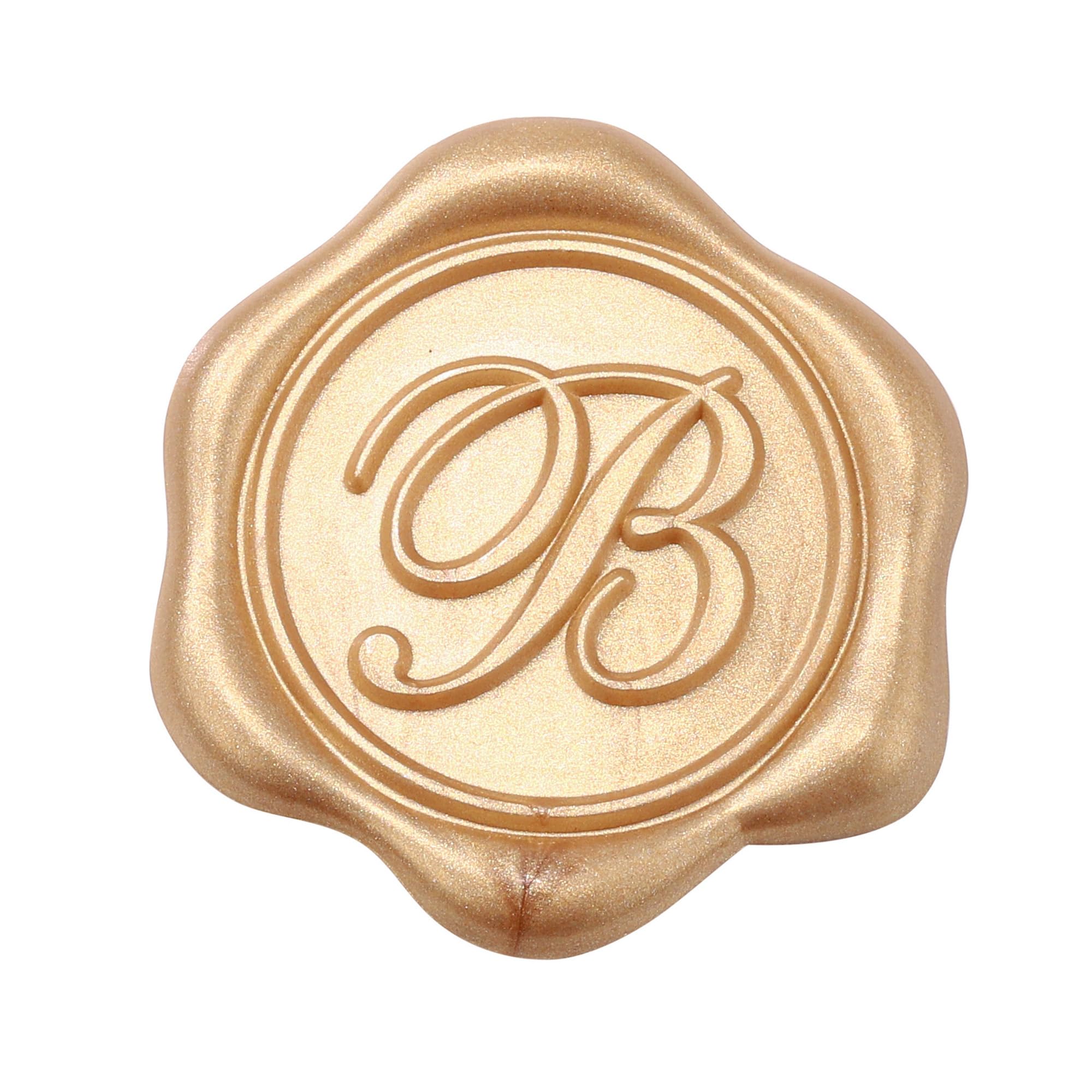 Yoption Wax Seal Stickers, 50 Pcs Light Gold Initial B Self- Adhesive Envelope Seal Stickers for Wedding Christmas Birthday Party Gift Wrapping