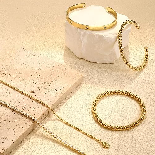 LOLIAS 5 Stuks Gouden Zilveren Armbanden Set voor Heren - Roestvrij Stalen Cubaanse Schakeltouw Figaro Ketting Armbanden - Sieraden Cadeau voor Dames, Vader, Vriend LOLIAS 5 Stuks Gouden Zilveren Armbanden Set voor Heren - Roestvrij Stalen Cubaanse Schakeltouw Figaro Ketting Armbanden - Sieraden Cadeau voor Dames, Vader, Vriend