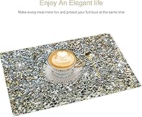 Vista 5 de Juego de 2 manteles individuales cuadrados incrustados con diamantes de imitación plateados