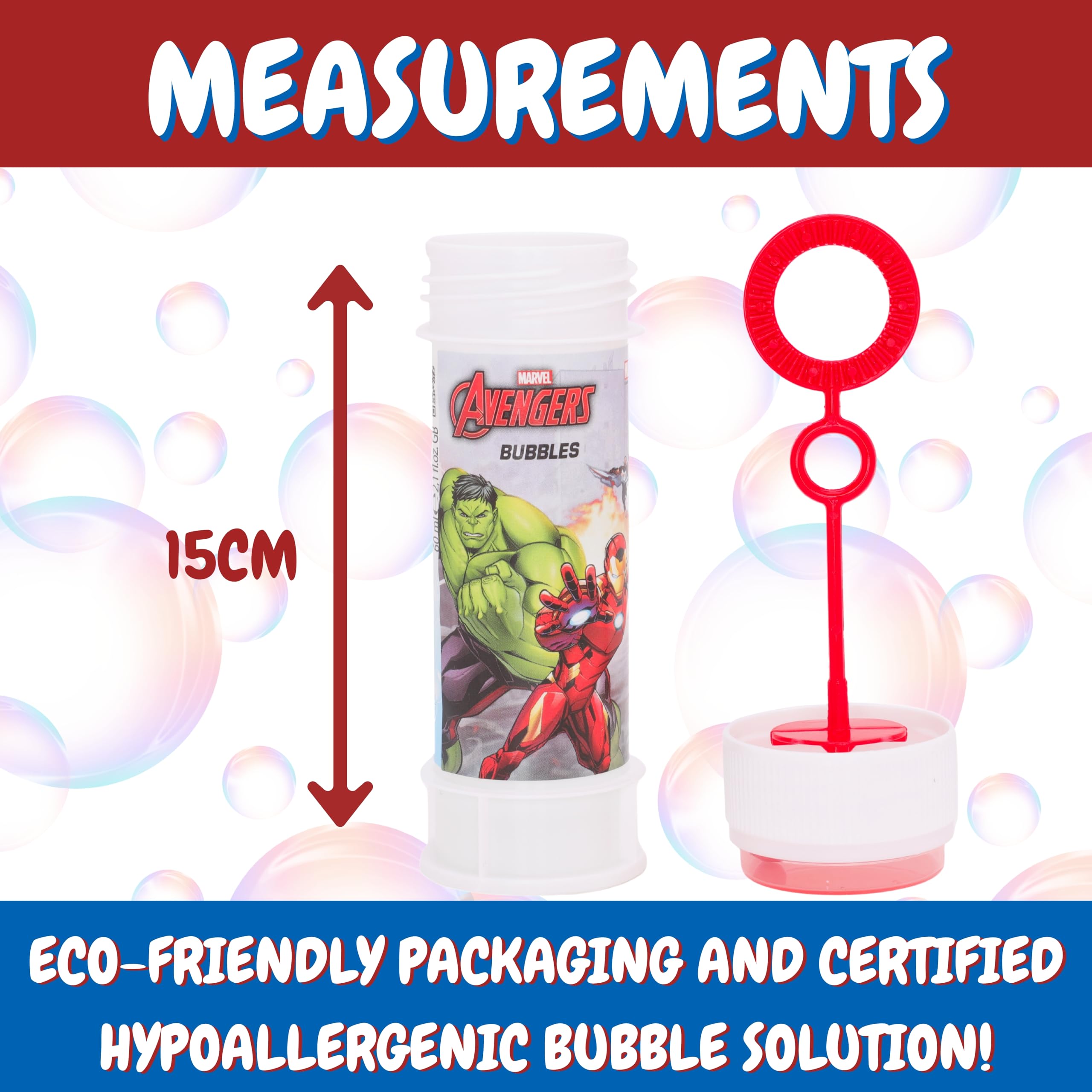 Toyland® Pack of 12 Avengers Bubbles With Wands, 60ml Solution & Novelty Maze Lid - Pocket Money & Party Bag Toys - Image 4