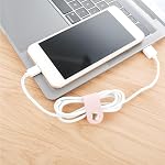 Thinp 6-Piece PU Organisateur de cordons en cuir, Style d'enroulement, Blanc/Pink/Eau Vert, Organisateur câble