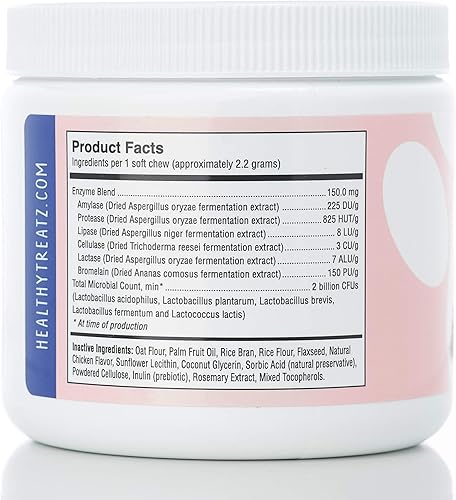 Miniatura 3 de Healthy Treatz Masticables probióticos para perros, con enzimas naturales de apoyo digestivo para aliviar la diarrea y el malestar estomacal + gases