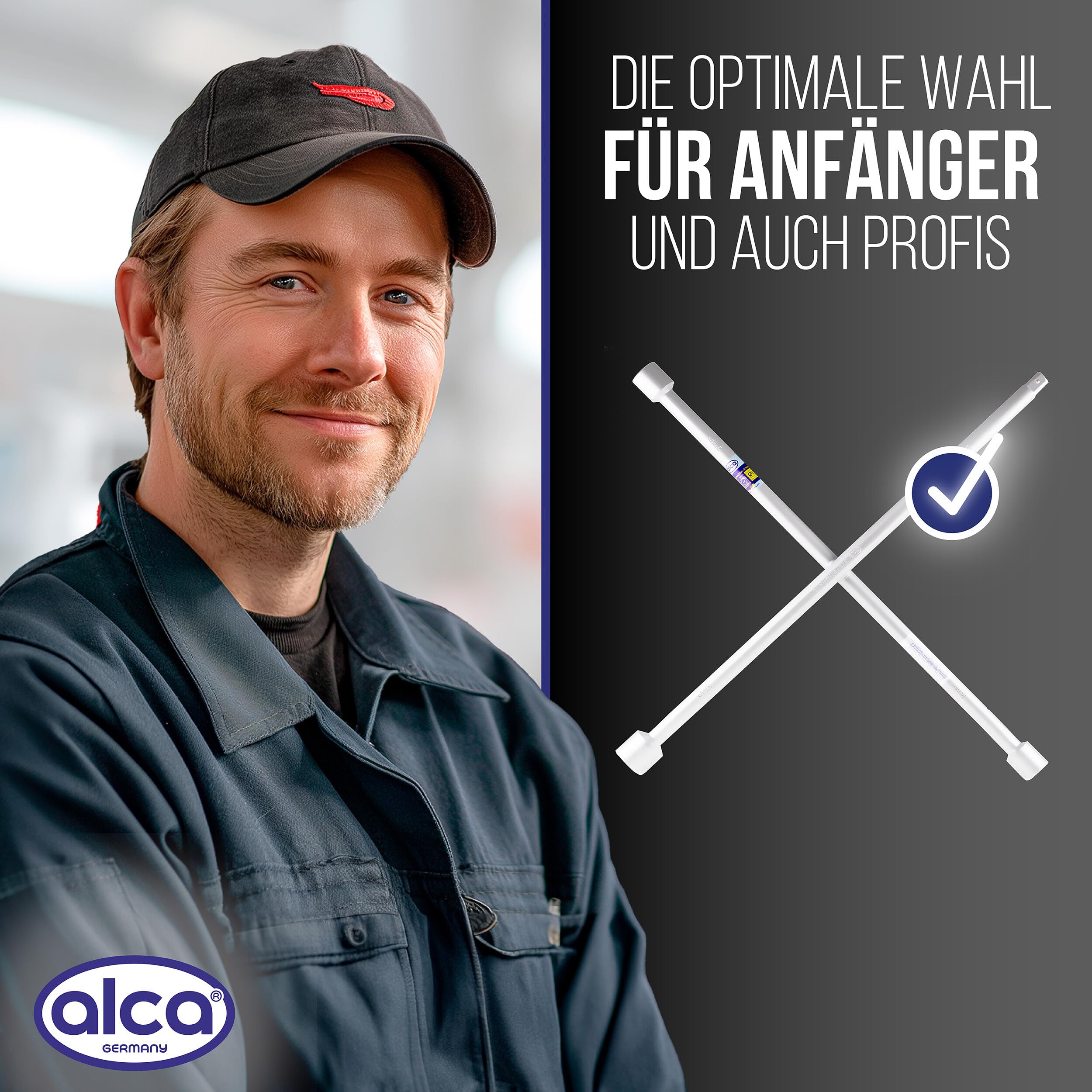 alca® LKW Radkreuzschlüssel 3/4" Universal 24 x 27 x 32 bis zu 900 Nm Kreuzschlüssel Radkreuz Kreuzschlüssel Werkzeug Reifenwechsel