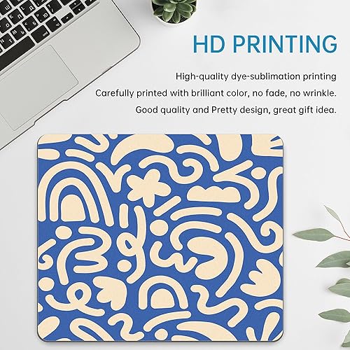 Miniatura 4 de Alfombrilla de mouse cuadrada, alfombrilla de mouse de computadora con patrón abstracto moderno azul para escritorio, collage de arte contemporáneo