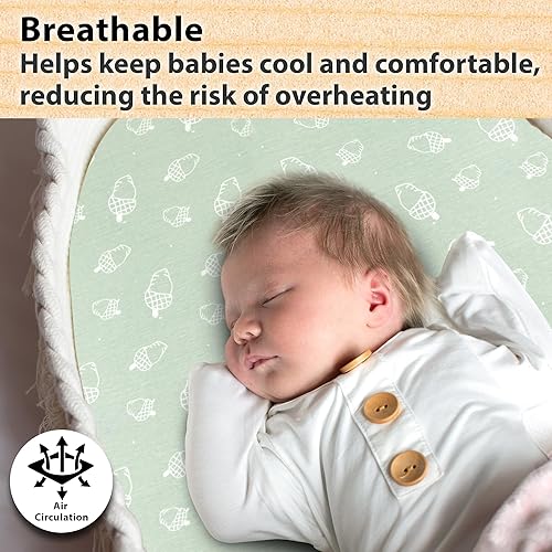 Miniatura 6 de Juego de sábanas de cuna para bebé para niño y niña, paquete de 3 fundas de algodón orgánico universales para colchón ovalado, reloj de arena y