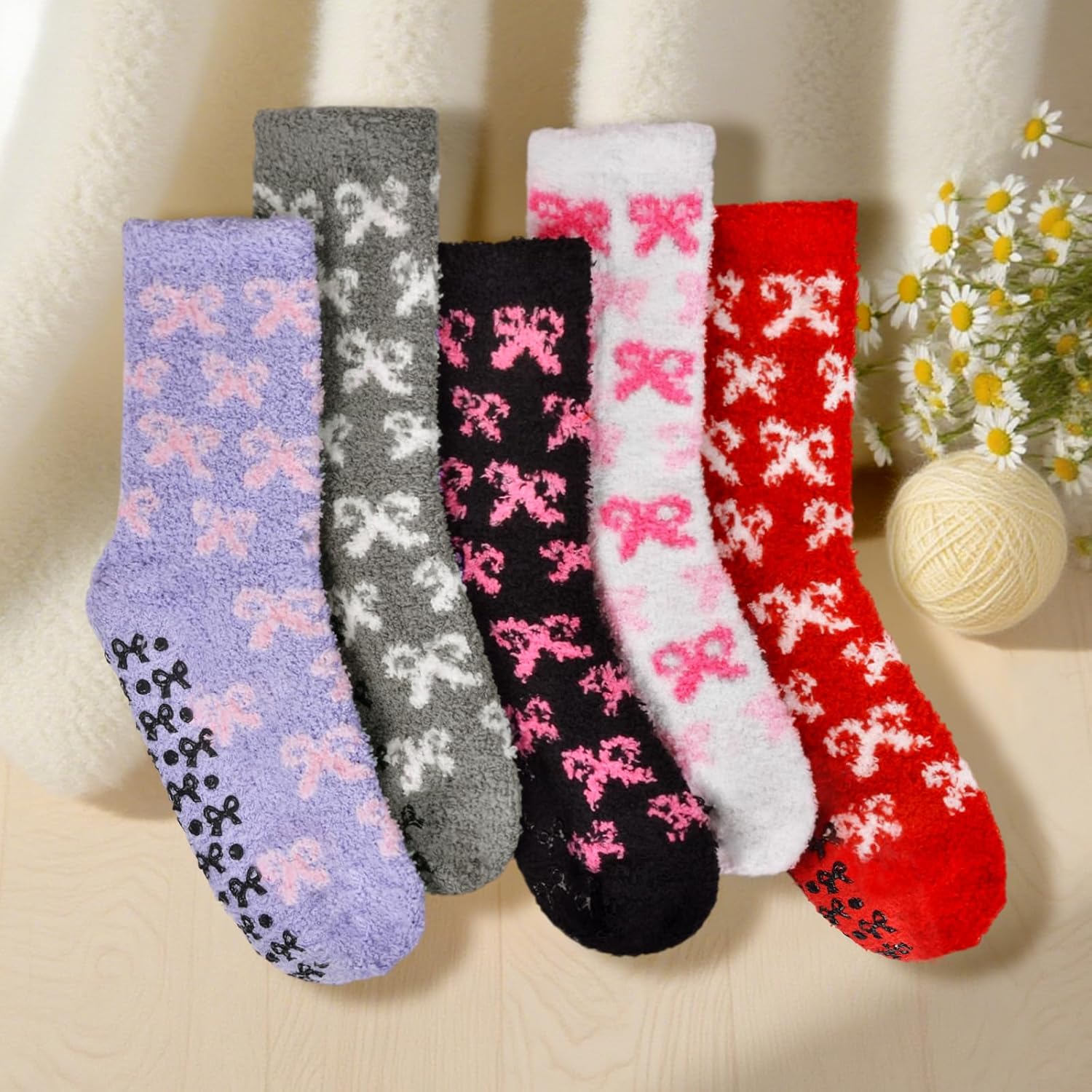OlyPegic Non Slip Fuzzy Socks for Women with Grips Women Hospital Socks Gripper Cozy Fluffy Soft Winter Warm Sleep - Image 4
