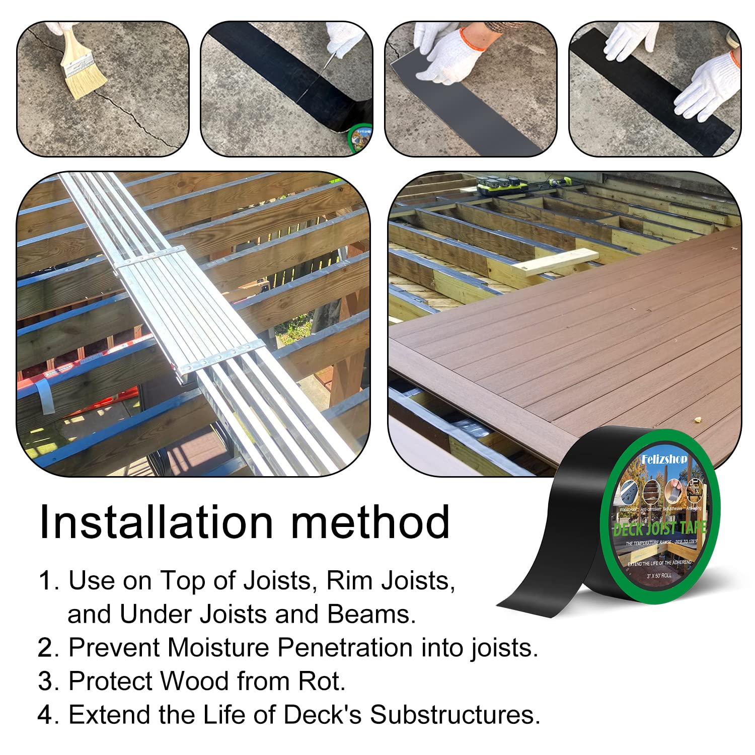 Felizshop Joist Tape Deck 3" x 50' 2 Rolls and 2" x 50' 8 Rolls Flashing Tape : Industrial & Scientific