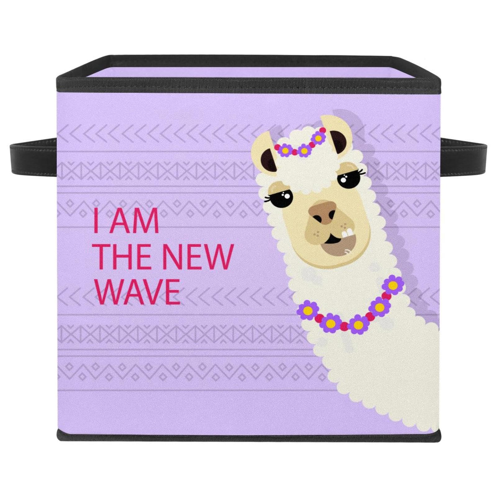 Panier en tissu pliable motif lama pour organiser le placard de la chambre
