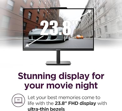 Lenovo AIO 24 FHD All-in-One Desktop Computer, Lifetime Office 365 for Web, Intel 4-Core Processor, 32GB DDR4 RAM, 1TB PCIe SSD, WiFi 6, Bluetooth 5.2, HDMI, Onyx Black, KB, Windows 11 Home