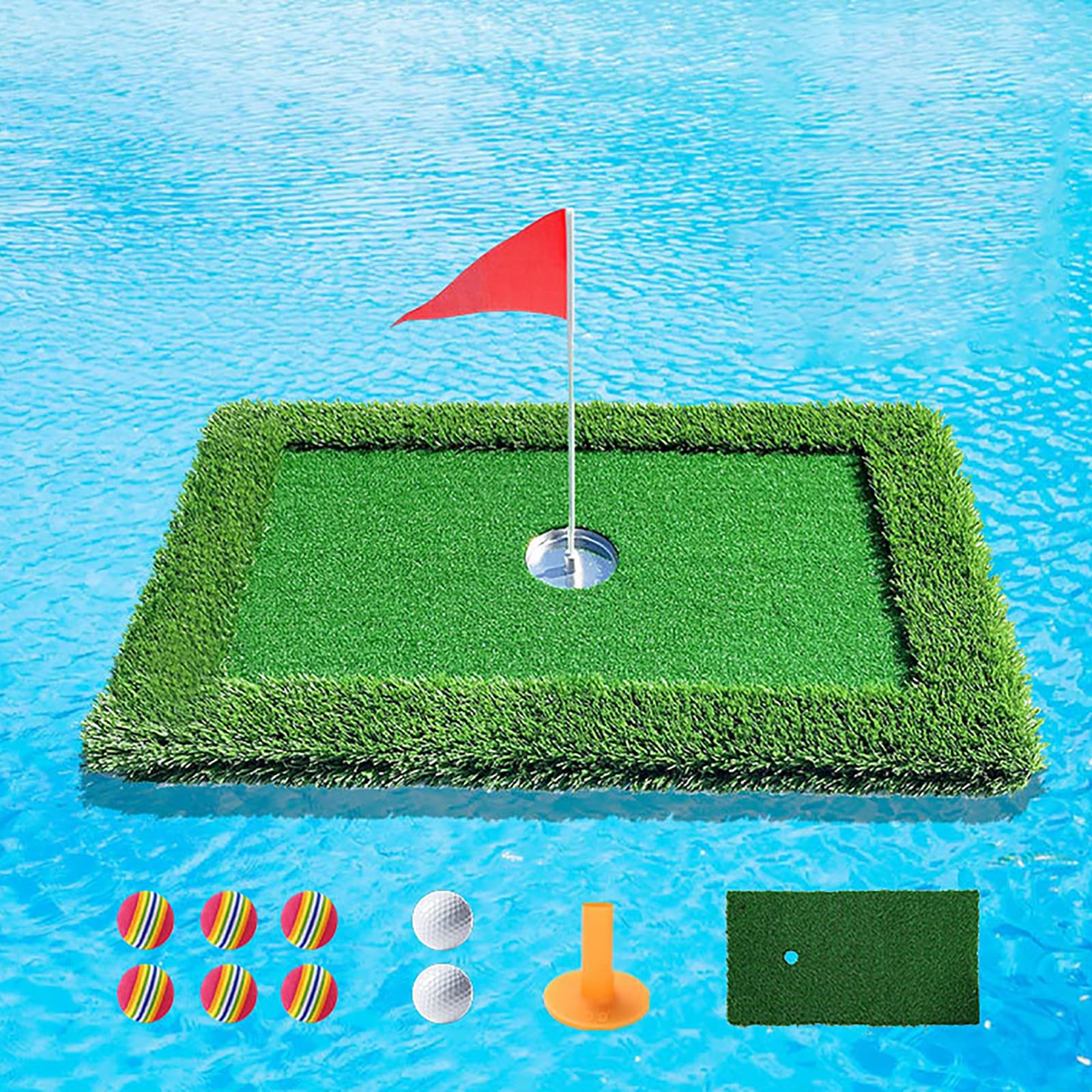 Tapis de golf de piscine flottant extérieur avec accessoires d'entraînement pour golfeur