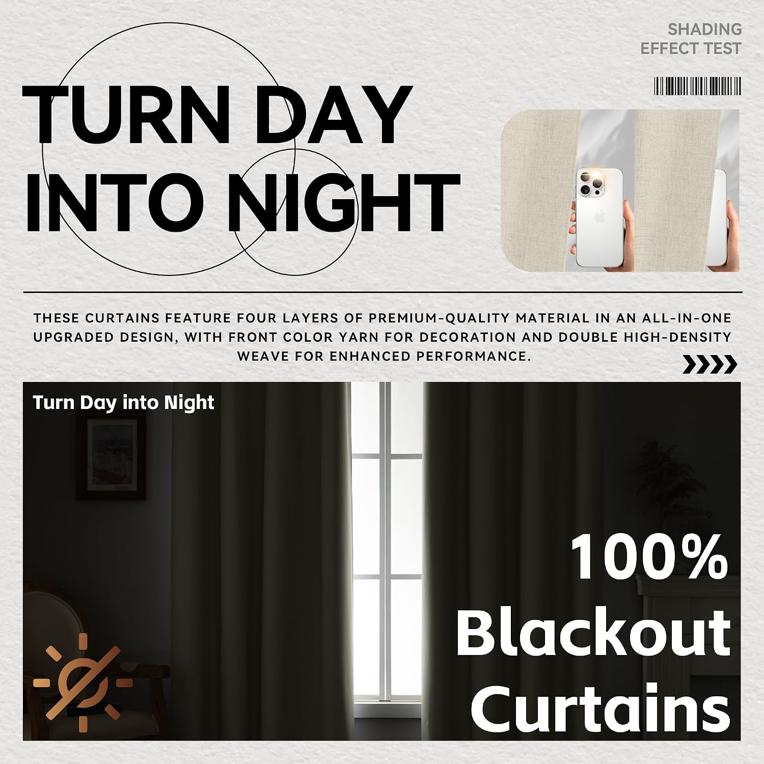 Fire Retardant Fluorine Free NFPA701 Standard Curtains 63 inches 2 Panels 100% Blackout Drapes for Bedroom Living Room Darkening Curtain Thermal Insulated Grommet (52x63 inch,White) image 4