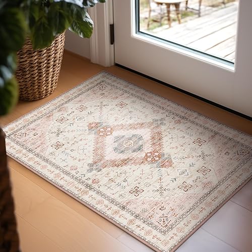 Ashler Home Deco Ashler - Alfombra bohemia, vintage para entrada de 2 x 3, alfombra marroquí para sala de estar, dormitorio, cocina comedor,