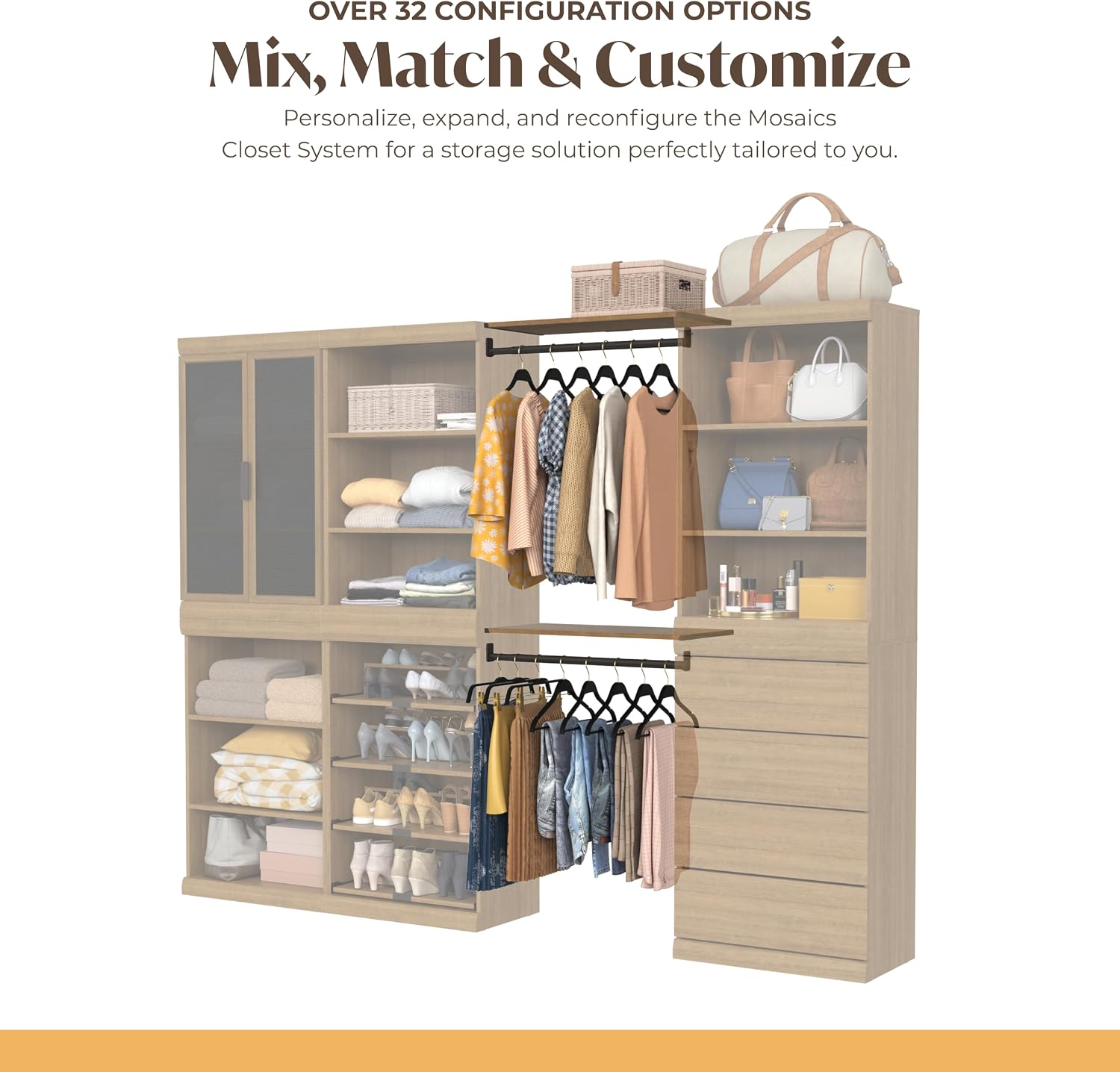 ClosetMaid Mosaics Shelf and Rod Closet Organizer, 2.52" H x 36.02" W x 13.78" D, White