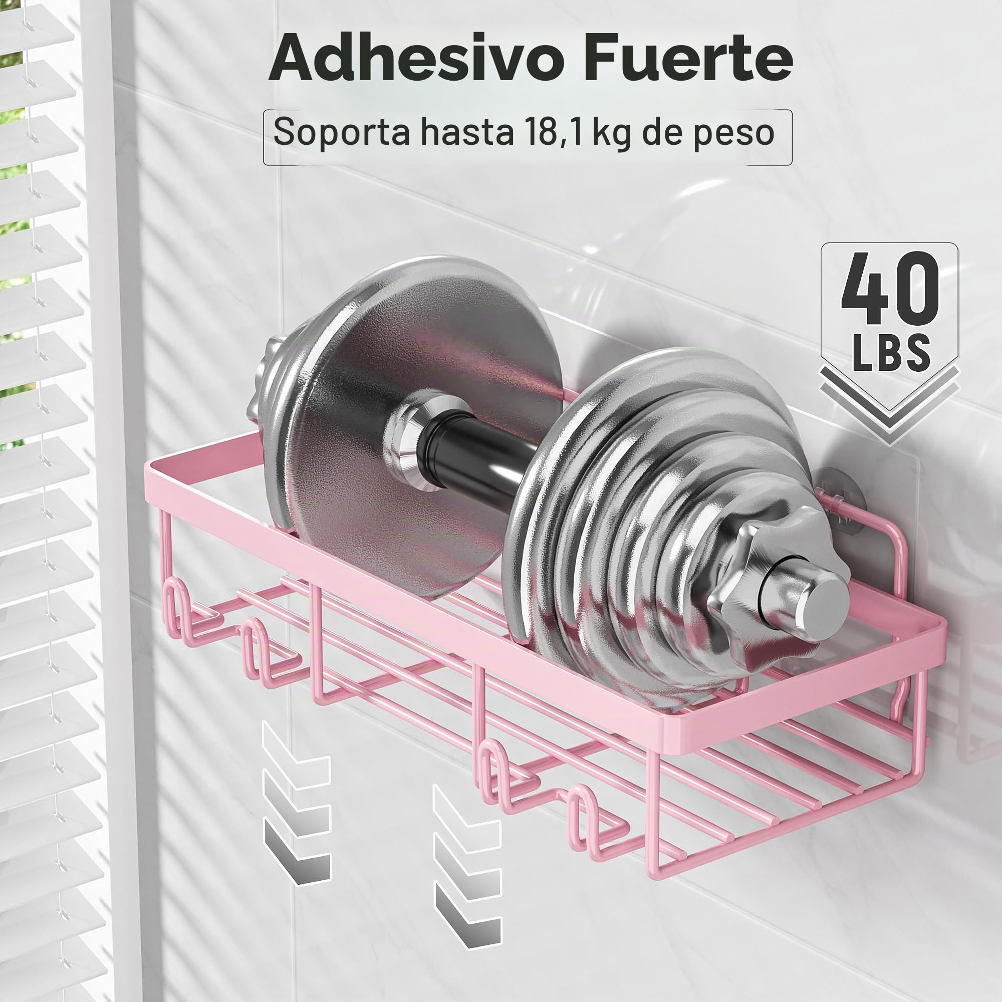 Liuoud Paquete de 5 estantes organizadores de ducha para regadera interior, cesta de almacenamiento adhesiva de pared de baño de acero inoxidable, soporte de champú de acero inoxidable, juego de