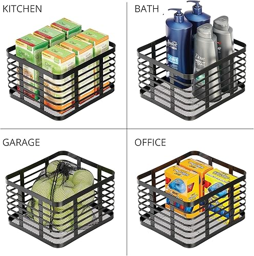 Miniatura 5 de mDesign Carson Collection - Cesta organizadora pequeña de alambre de metal para almacenamiento en cocina, estante de despensa, gabinete, encimera,