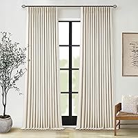Vista 58 de Cortinas de lino 100% opacas de 90 pulgadas con pliegues de 2 paneles para sala de estar, con pestaña trasera plisada, cortinas oscuras
