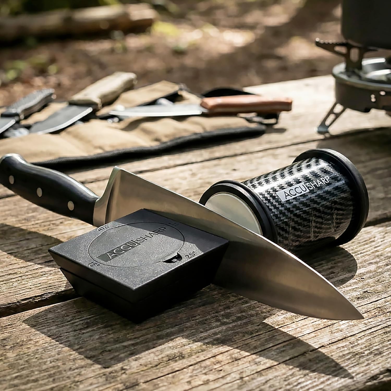 AccuSharp 4-Stone Rolling Knife Sharpener – Multi-Angle Magnetic Knife Sharpening System with 15°, 17°, 20° & 25° Guides