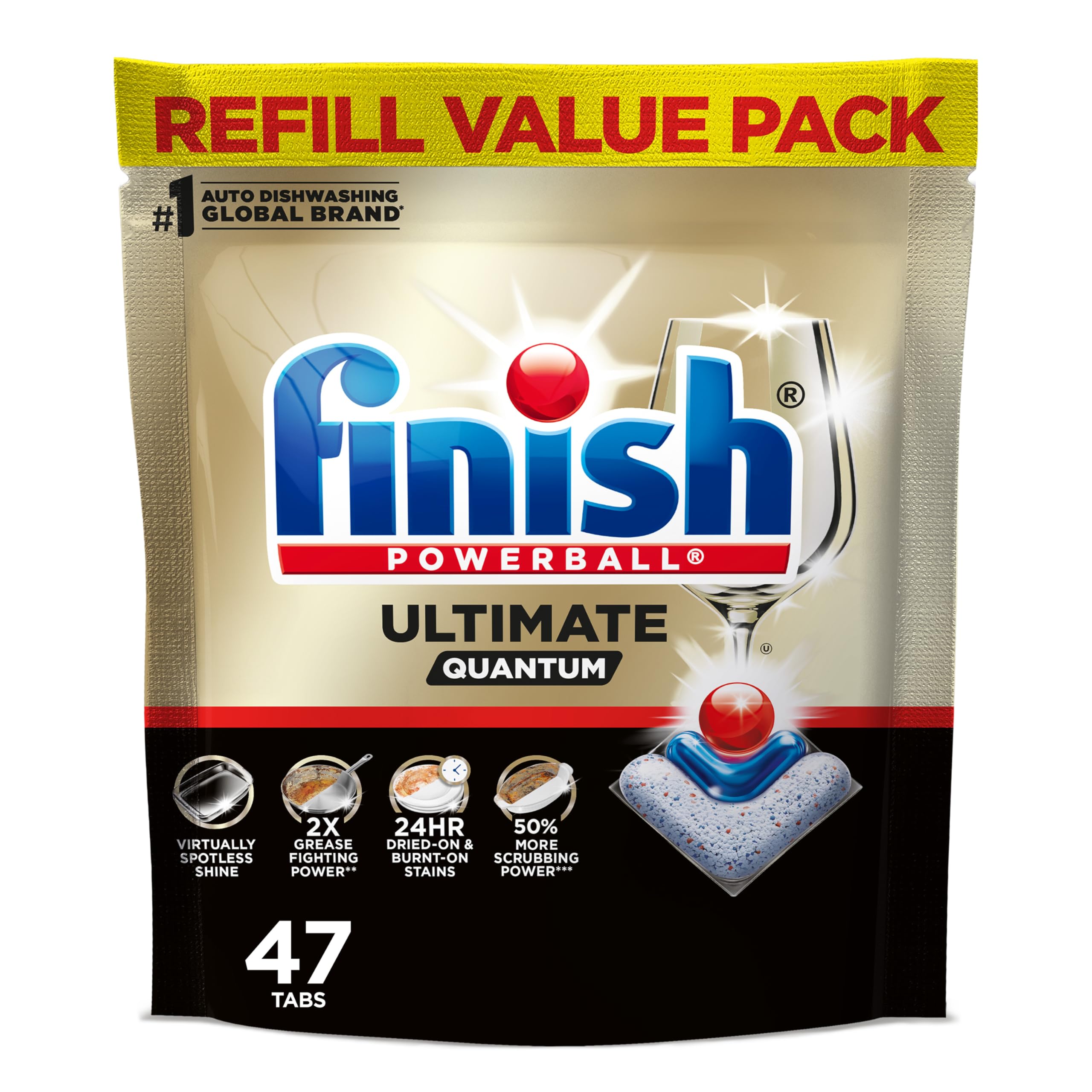 Photo 1 of Finish Ultimate Quantum Dishwasher Pods, New & Improved Formula, Dishwasher Detergent Dish Soap, Removes Burnt-On & Dried-On Stain, Degreasing & Scrubbing Power, Fresh Scent, 47 Count
