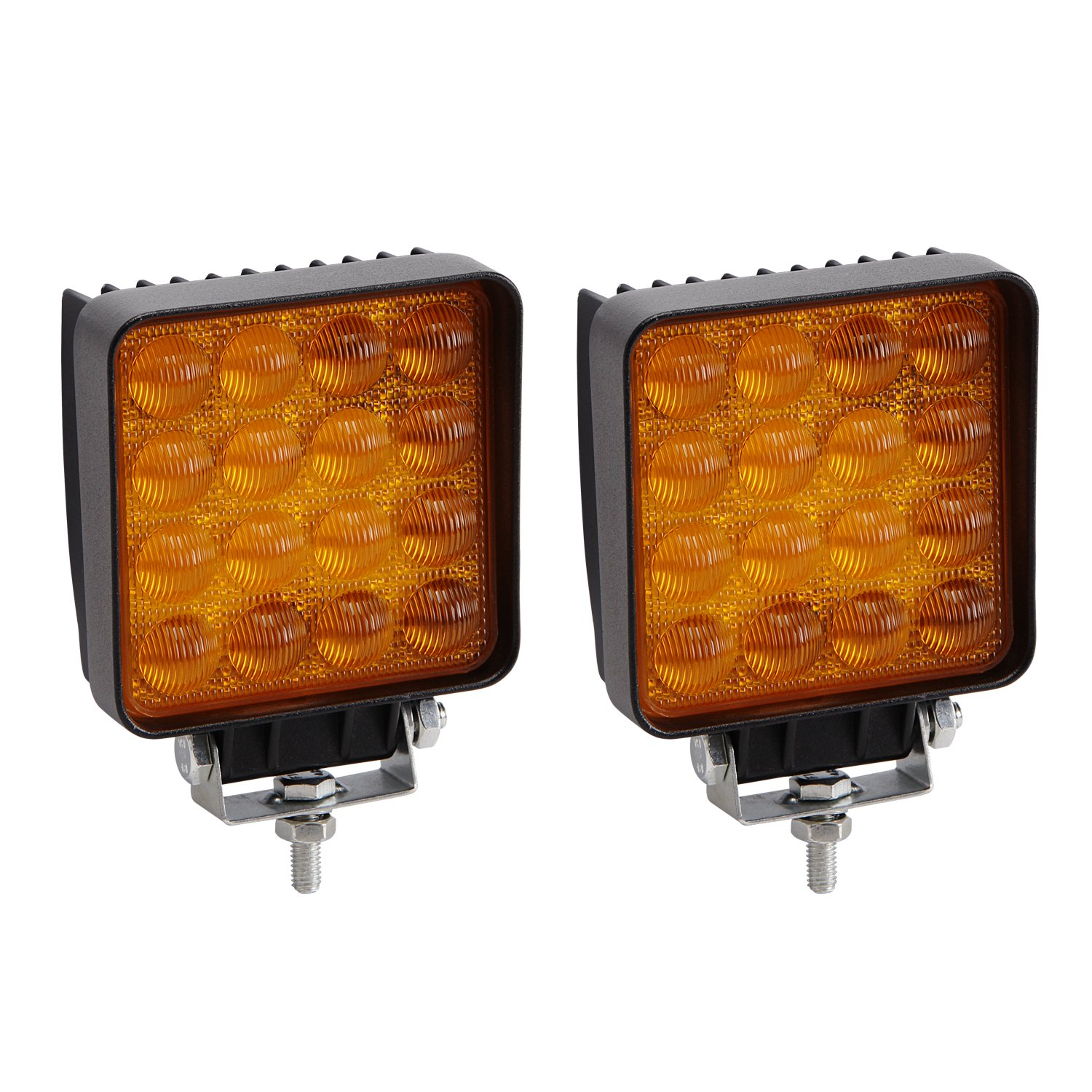 LED Light Bar, 2pcs 27W 5D Amber LED Driving Fog Lights Flood Beam Square Yellow LED Work Lights for Off Road Truck Car ATV SUV Boat 4WD ATV