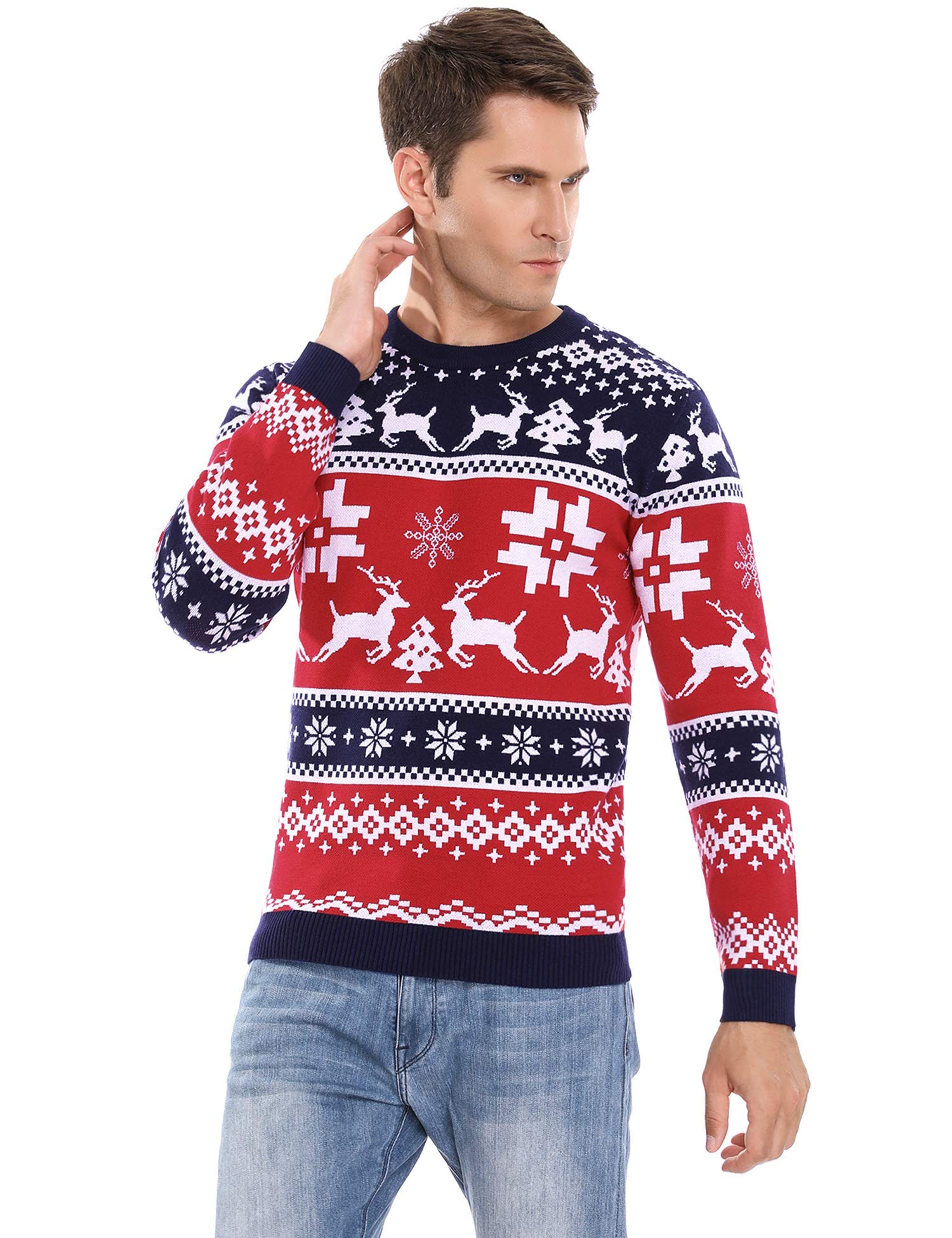 iClosam Maglione Natalizio Unisex Cotone Stampato Ugly Sweater Invernale | Adatto a feste stagionali e incontri familiari, per i giorni invernali, look per occasioni stagionali, per occasioni festive