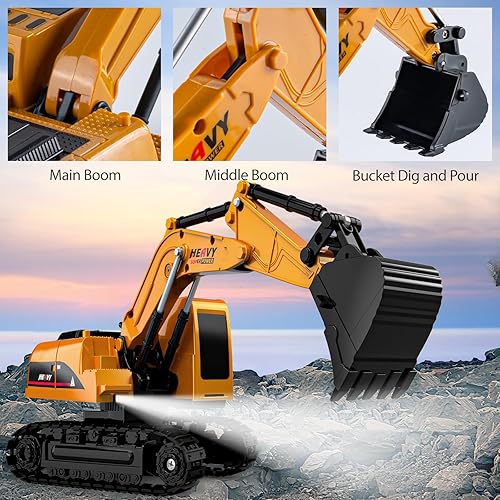 Miniatura 4 de lausomile Juguete de excavadora RC  Juguetes de construcción para niños de 5, 6 y 7 años, auto de juguete hidráulico a control remoto, regalo