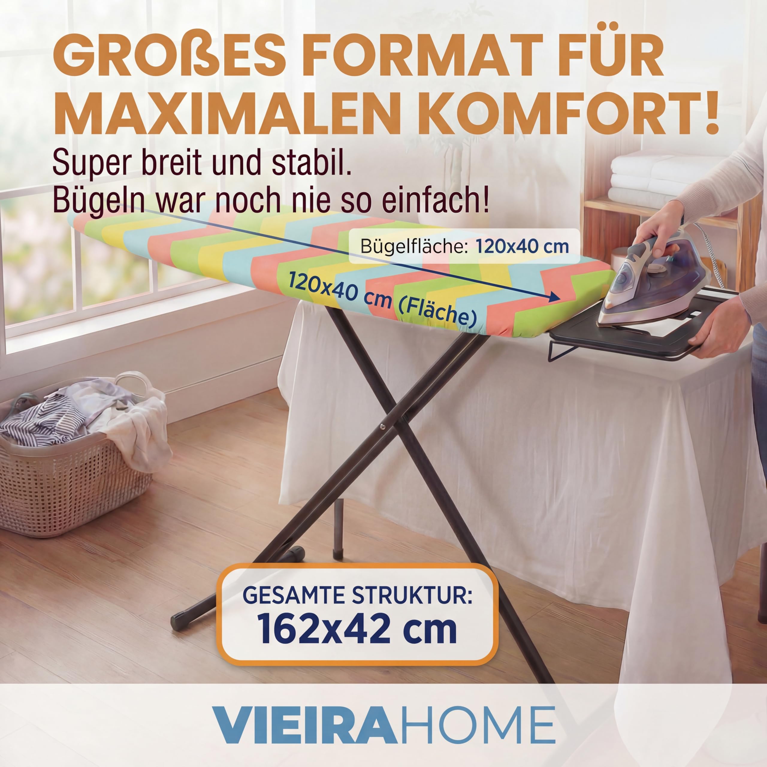 Bügeltisch Dampfbügelstation Bügelbrett klappbares Dampfbügelbrett Stabil Ironing Board - 120x40 cm