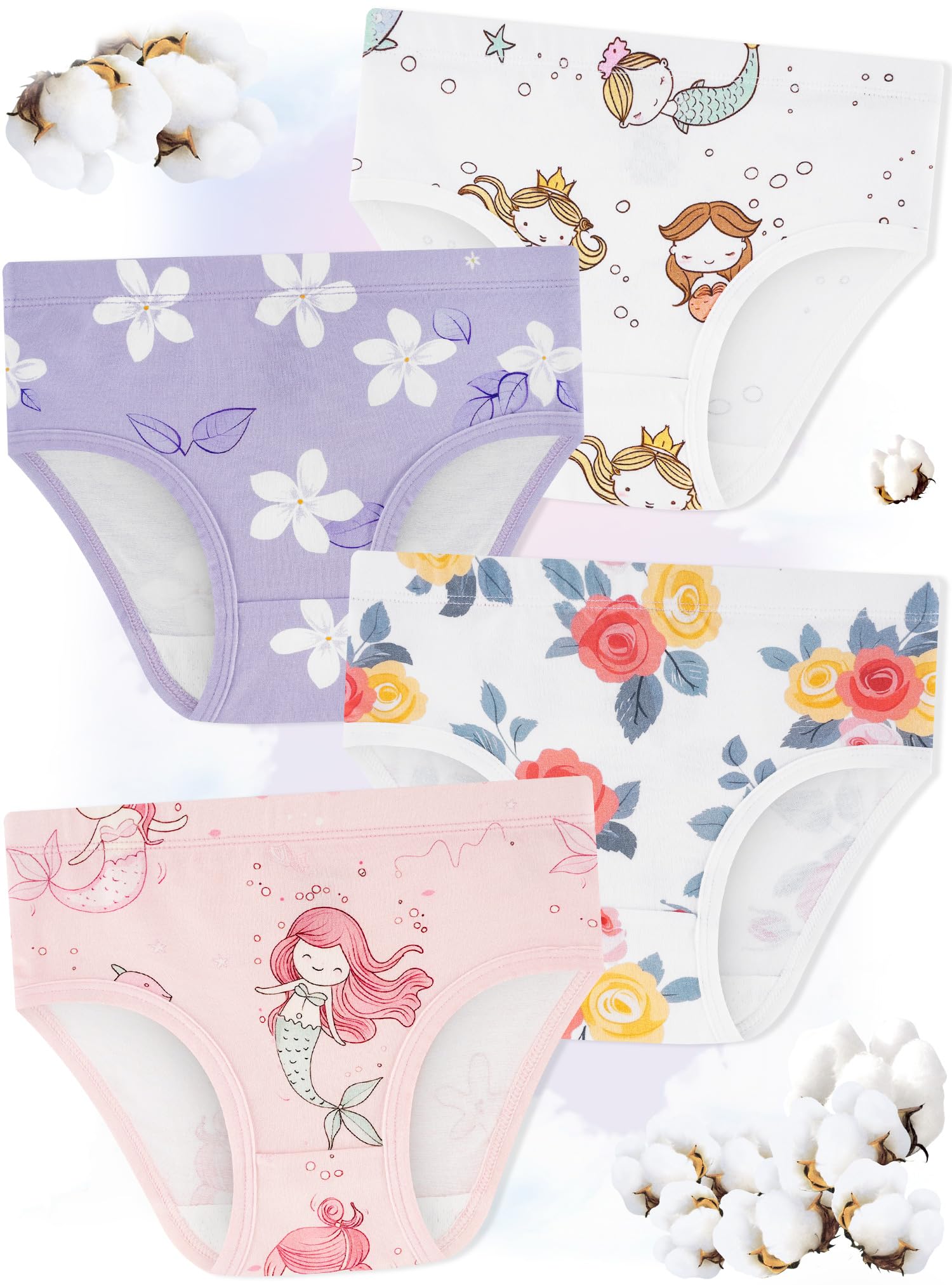 Mädchenunterwäsche,Weiche,Nahtlose Baumwoll-Unterhosen für Kleinkinder&Größere Kinder,Atmungsaktive Slips,8er-Pack