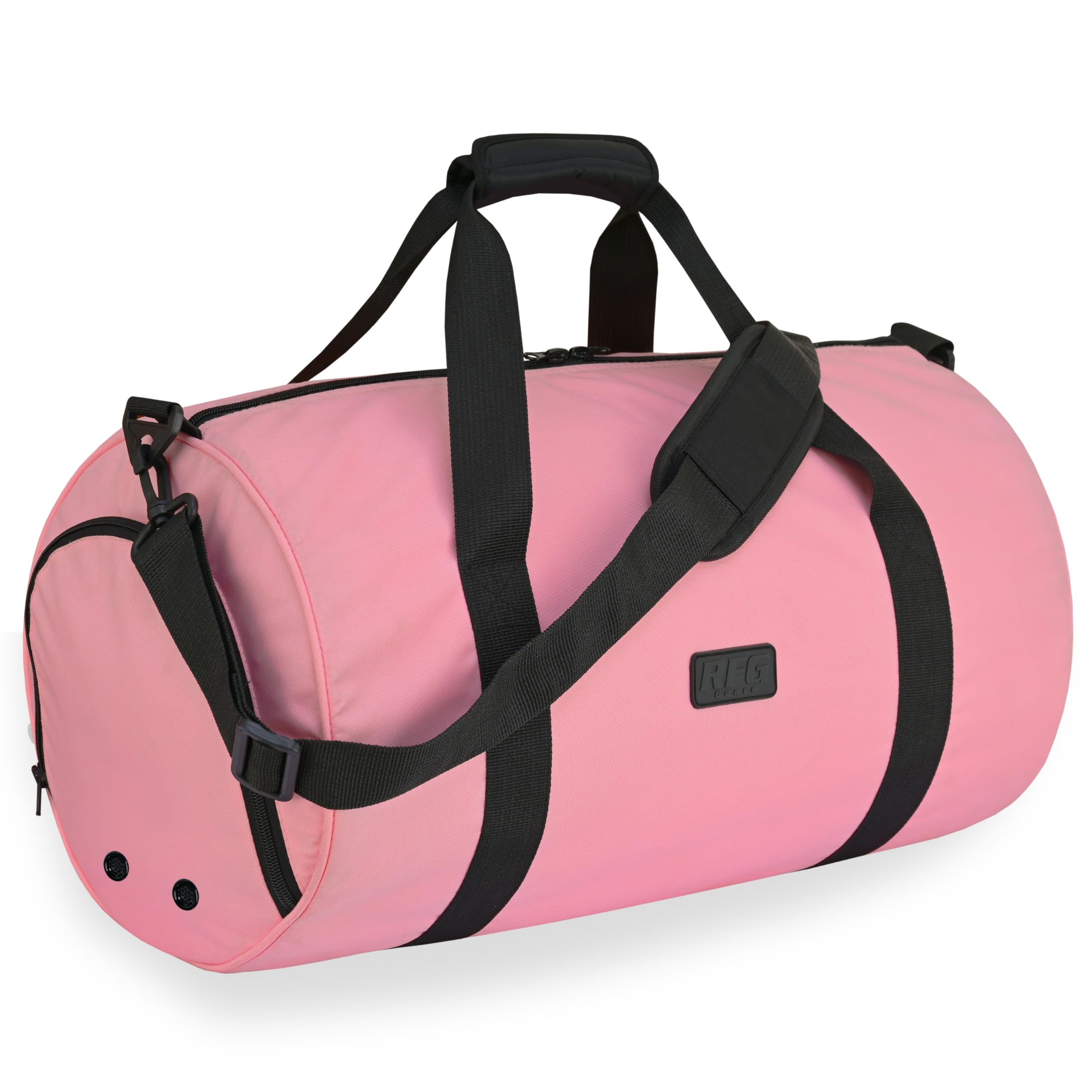 Gym Duffle Bag with Shoe Compartment Foldable Men Women Travel Fitness Holdall Barrel Sports Bags - Shoulder Strap Swimming Football Basketball Tennis Luggage Weekender Light Weight Dry Bags (Pink) — image 1