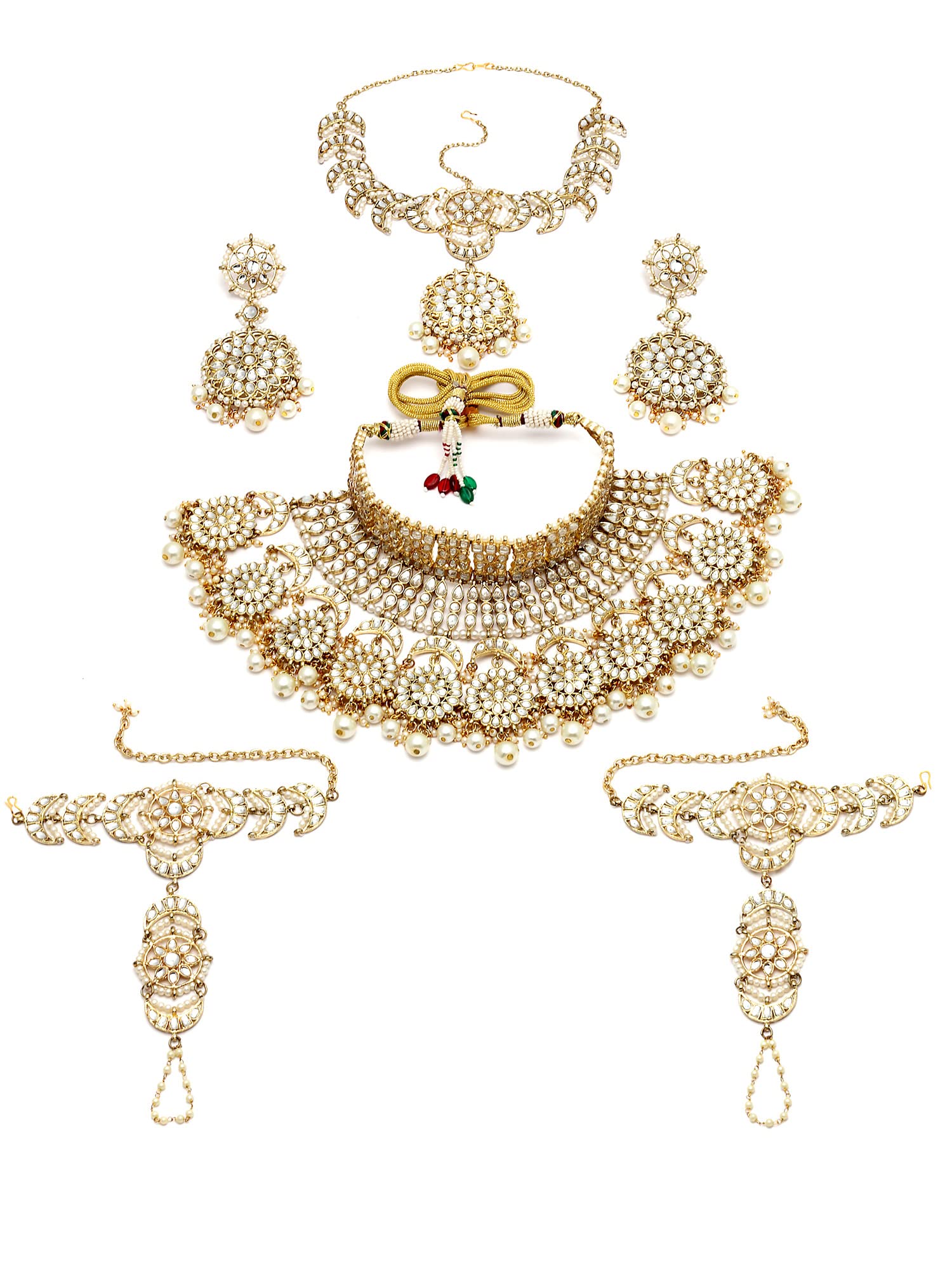 Karatcart Gold Plated Pearl Kundan Bridal Choker Necklace Set for Women (B0C4HHMWPJ) Amazon Price History, Amazon Price Tracker