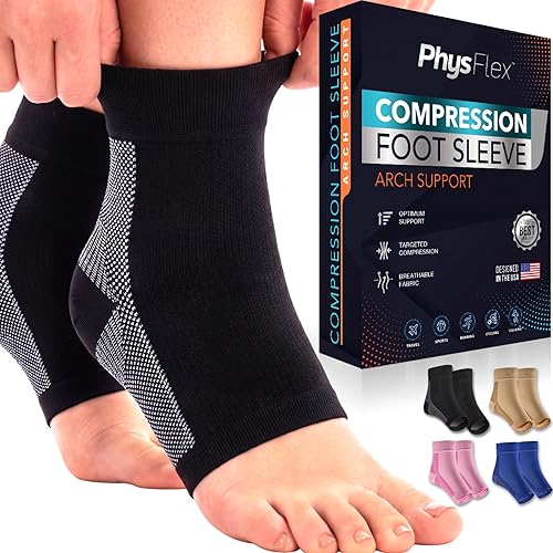 Miniatura 15 de Calcetines de compresión, alivian la fascitis plantar y tendinitis aquílea, tobillera de compresión para espolón calcáneo o hinchazón o fatiga