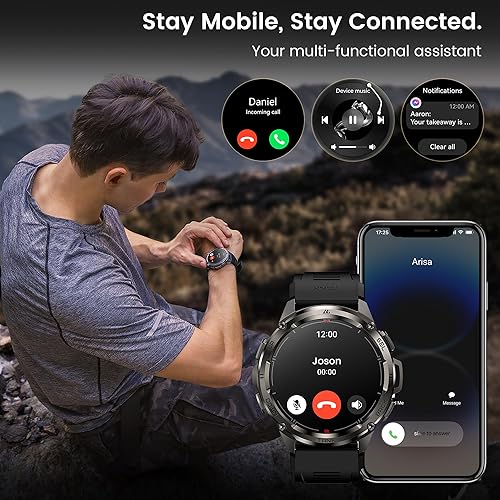 Miniatura 3 de AMAZTIM Reloj inteligente GPS para hombre, 6 posicionamientos satelitales, brújula, cuerpo de acero inoxidable, resistente al agua hasta 164.0 ft,