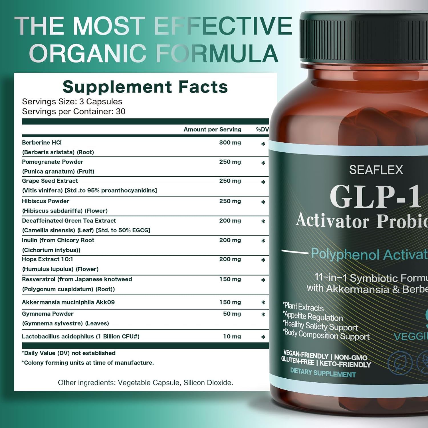 GLP-1 Supplement for Healthy Weight Goals & Hunger Balance for Men and Women with Akkermansia, Berberine, Inulin, Resveratrol, Hops... -Supports Digestion,Gut Health（90 Count） - Image 5