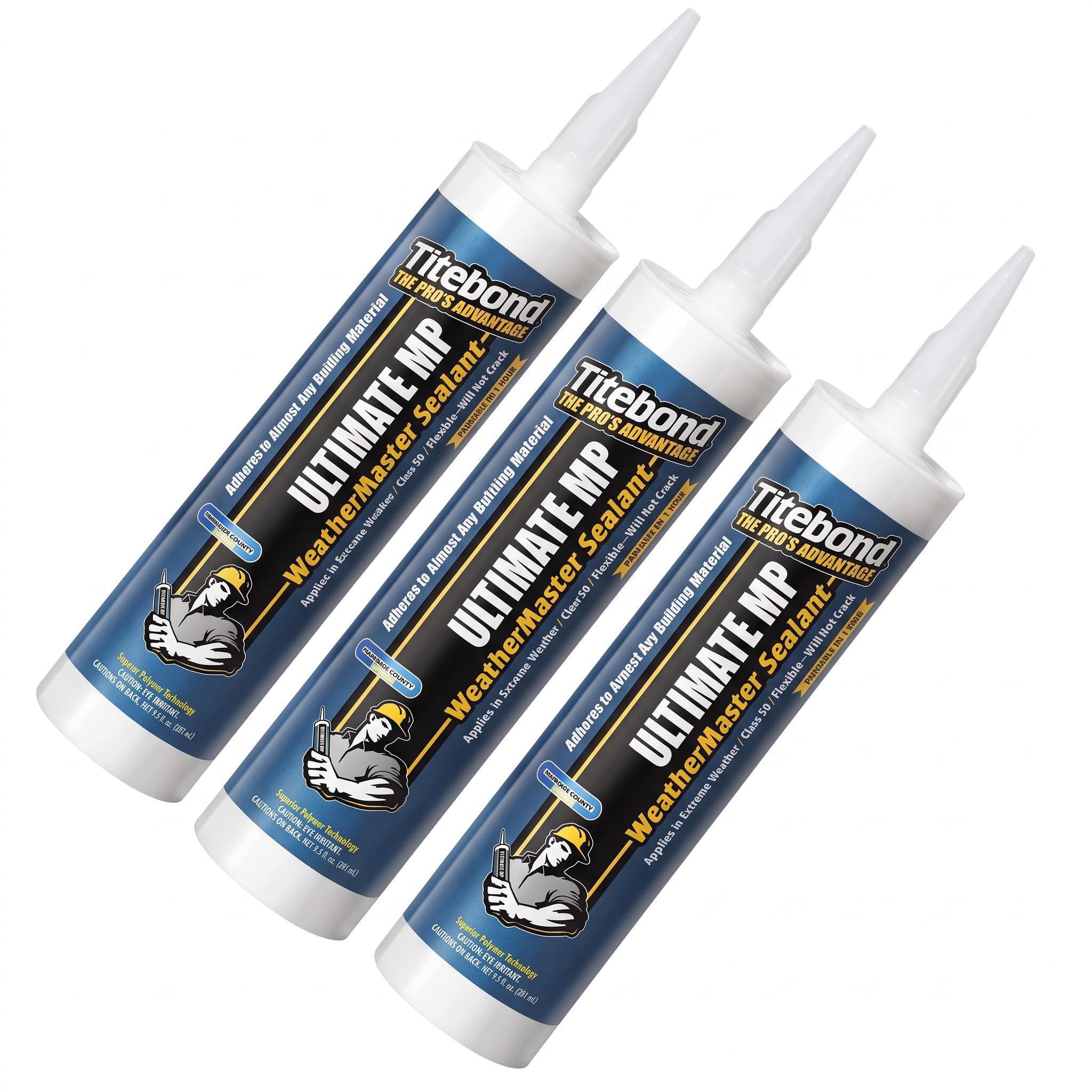 Titebond WeatherMaster Ultimate MP Sealant 73991-9.5 Oz. Cartridge - Crystal Clear (Pack of 3)